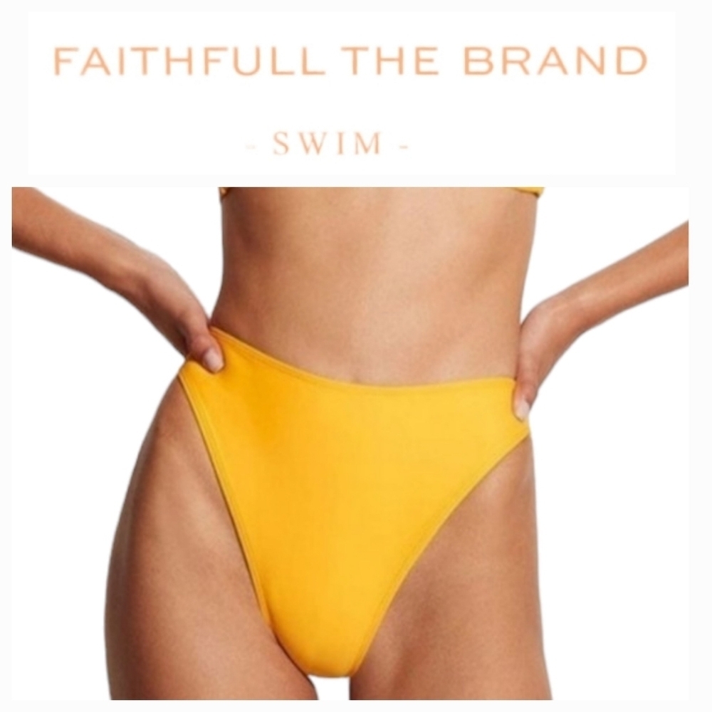Faithfull the Brand Dylla Bikini Bottoms Sun Yellow Size SM NWT